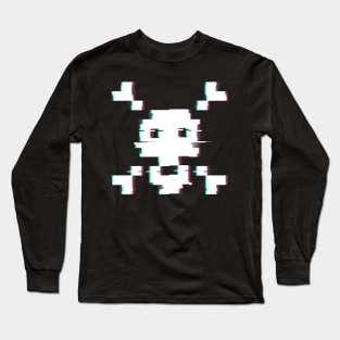 Pixel Skull Distort Long Sleeve T-Shirt